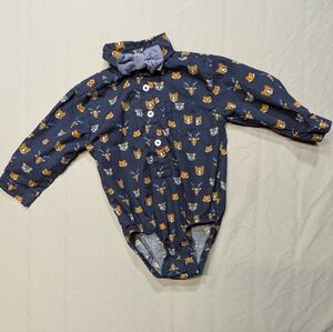 Mick Mack Boys Long Sleeve One Piece Bodysuit Removable Tie Size 3/6 Months